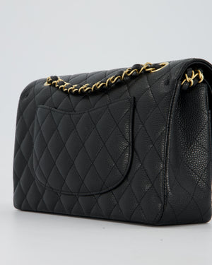 Chanel Black Classic Medium Double Flap Bag in Caviar Leather with Gold Hardware
