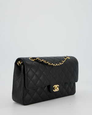 Chanel Black Classic Medium Double Flap Bag in Caviar Leather with Gold Hardware