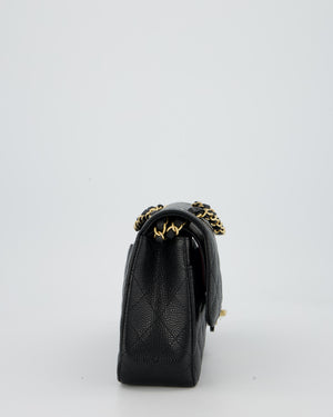 Chanel Black Classic Medium Double Flap Bag in Caviar Leather with Gold Hardware