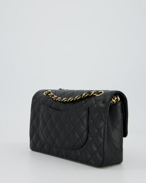 Chanel Black Classic Medium Double Flap Bag in Caviar Leather with Gold Hardware