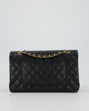 Chanel Black Classic Medium Double Flap Bag in Caviar Leather with Gold Hardware