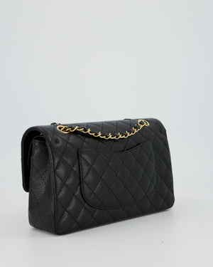 Chanel Black Classic Medium Double Flap Bag in Caviar Leather with Gold Hardware