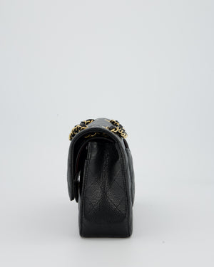 Chanel Black Classic Medium Double Flap Bag in Caviar Leather with Gold Hardware
