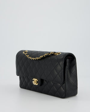Chanel Black Classic Medium Double Flap Bag in Caviar Leather with Gold Hardware