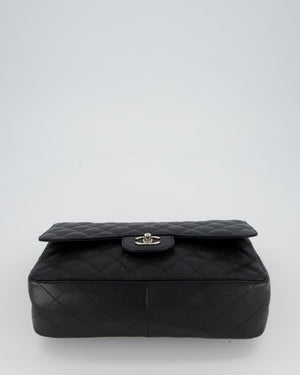 Chanel Black Jumbo Classic Double Flap Bag in Caviar Leather with Silver Hardware