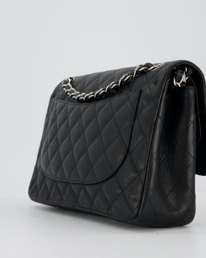 Chanel Black Jumbo Classic Double Flap Bag in Caviar Leather with Silver Hardware
