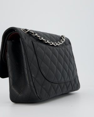 Chanel Black Jumbo Classic Double Flap Bag in Caviar Leather with Silver Hardware