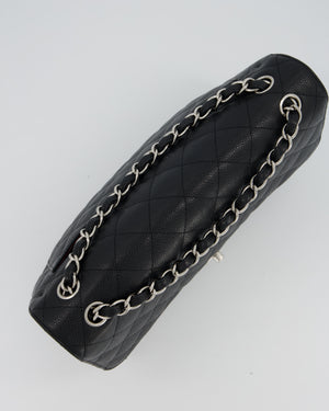 Chanel Black Jumbo Classic Double Flap Bag in Caviar Leather with Silver Hardware