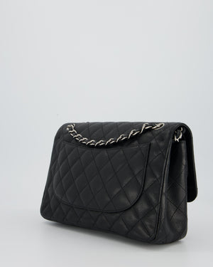 Chanel Black Jumbo Classic Double Flap Bag in Caviar Leather with Silver Hardware