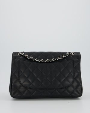 Chanel Black Jumbo Classic Double Flap Bag in Caviar Leather with Silver Hardware