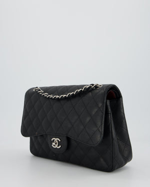 Chanel Black Jumbo Classic Double Flap Bag in Caviar Leather with Silver Hardware