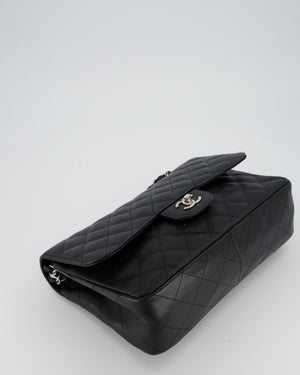 Chanel Black Jumbo Classic Double Flap Bag in Caviar Leather with Silver Hardware