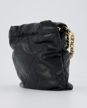 Chanel Black Mini 22 Bag in Lambskin Leather with Gold Hardware