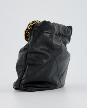 Chanel Black Mini 22 Bag in Lambskin Leather with Gold Hardware