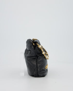 Chanel Black Mini 22 Bag in Lambskin Leather with Gold Hardware