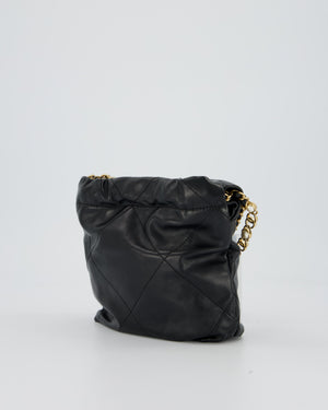 Chanel Black Mini 22 Bag in Lambskin Leather with Gold Hardware