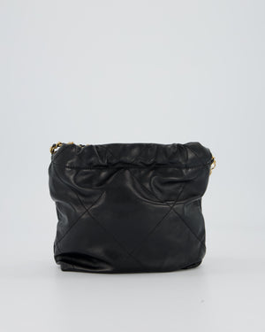 Chanel Black Mini 22 Bag in Lambskin Leather with Gold Hardware