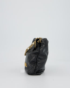 Chanel Black Mini 22 Bag in Lambskin Leather with Gold Hardware