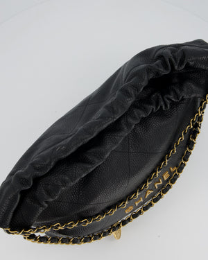 Chanel 22 Medium Hobo Bag in Black Caviar Leather with Brushed Gold Hardware