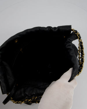Chanel 22 Medium Hobo Bag in Black Caviar Leather with Brushed Gold Hardware