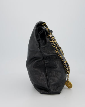 Chanel 22 Medium Hobo Bag in Black Caviar Leather with Brushed Gold Hardware