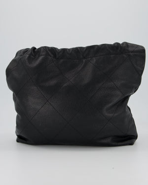 Chanel 22 Medium Hobo Bag in Black Caviar Leather with Brushed Gold Hardware