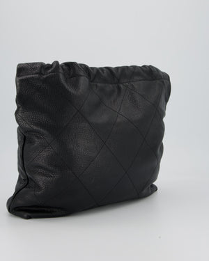 Chanel 22 Medium Hobo Bag in Black Caviar Leather with Brushed Gold Hardware