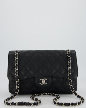 Chanel Black Jumbo Classic Double Flap Bag in Caviar Leather with Silver Hardware