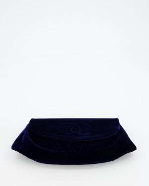 Chanel Sapphire Blue Wallet on Chain Bag in Velvet with Long Chain Strap