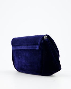Chanel Sapphire Blue Wallet on Chain Bag in Velvet with Long Chain Strap