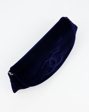 Chanel Sapphire Blue Wallet on Chain Bag in Velvet with Long Chain Strap
