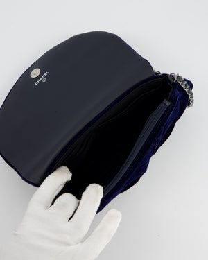 Chanel Sapphire Blue Wallet on Chain Bag in Velvet with Long Chain Strap