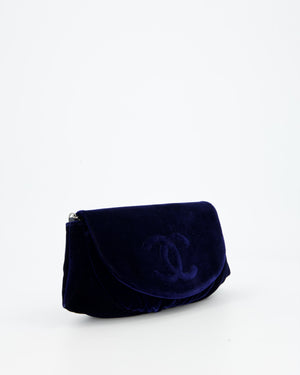 Chanel Sapphire Blue Wallet on Chain Bag in Velvet with Long Chain Strap