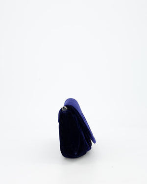 Chanel Sapphire Blue Wallet on Chain Bag in Velvet with Long Chain Strap