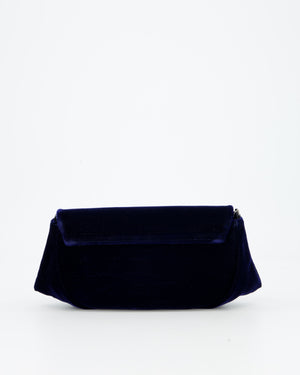 Chanel Sapphire Blue Wallet on Chain Bag in Velvet with Long Chain Strap