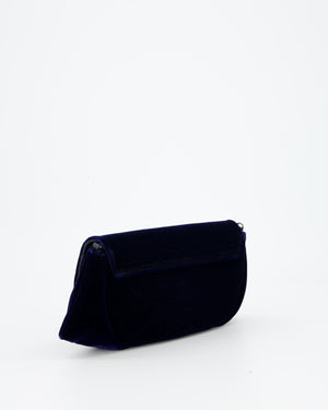 Chanel Sapphire Blue Wallet on Chain Bag in Velvet with Long Chain Strap