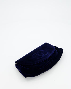 Chanel Sapphire Blue Wallet on Chain Bag in Velvet with Long Chain Strap