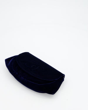 Chanel Sapphire Blue Wallet on Chain Bag in Velvet with Long Chain Strap