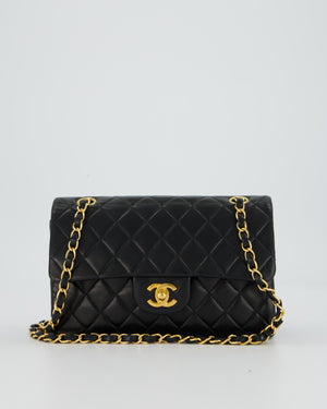 Chanel Vintage Black Small Classic Double Flap Bag in Lambskin Leather with 24K Gold Hardware