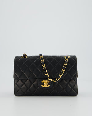 Chanel Vintage Black Small Classic Double Flap Bag in Lambskin Leather with 24K Gold Hardware