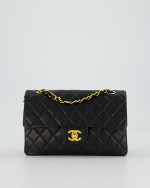 Chanel Vintage Black Small Classic Double Flap Bag in Lambskin Leather with 24K Gold Hardware