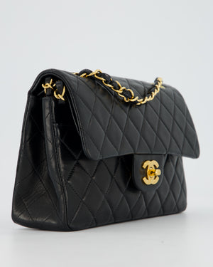 Chanel Vintage Black Small Classic Double Flap Bag in Lambskin Leather with 24K Gold Hardware
