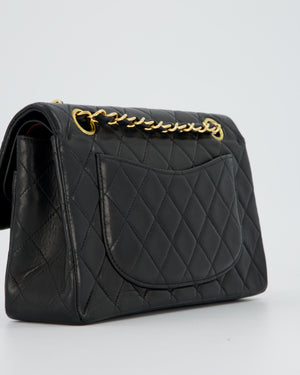 Chanel Vintage Black Small Classic Double Flap Bag in Lambskin Leather with 24K Gold Hardware