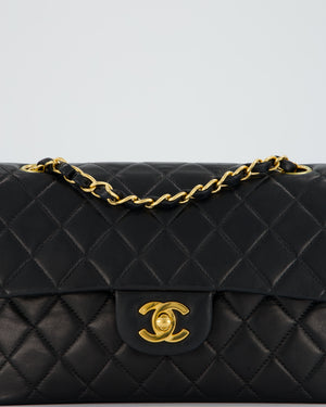 Chanel Vintage Black Small Classic Double Flap Bag in Lambskin Leather with 24K Gold Hardware