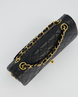 Chanel Vintage Black Small Classic Double Flap Bag in Lambskin Leather with 24K Gold Hardware