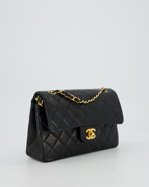 Chanel Vintage Black Small Classic Double Flap Bag in Lambskin Leather with 24K Gold Hardware