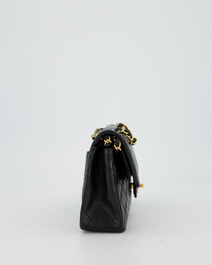 Chanel Vintage Black Small Classic Double Flap Bag in Lambskin Leather with 24K Gold Hardware
