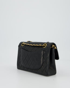 Chanel Vintage Black Small Classic Double Flap Bag in Lambskin Leather with 24K Gold Hardware