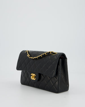 Chanel Vintage Black Small Classic Double Flap Bag in Lambskin Leather with 24K Gold Hardware