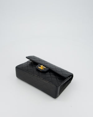 Chanel Vintage Black Small Classic Double Flap Bag in Lambskin Leather with 24K Gold Hardware